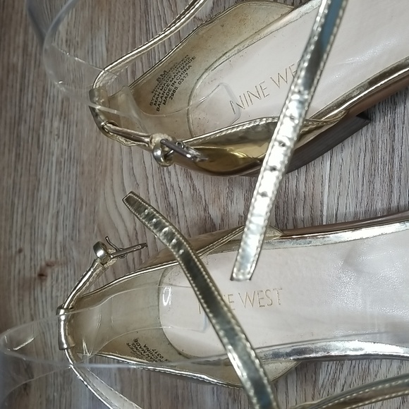 Nine West Womens Gild Metallic Closed Toe Ankle Strap Shoes Size 8M - Picture 8 of 12